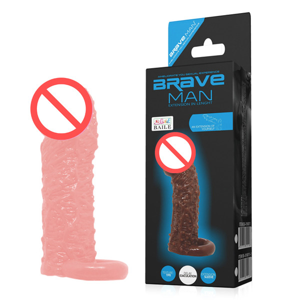 BAILE Reusable Penis Sleeves Extension Sex Products Penis Erection Enhancer Prolong Delay Cock Rings Sex Toys For Men