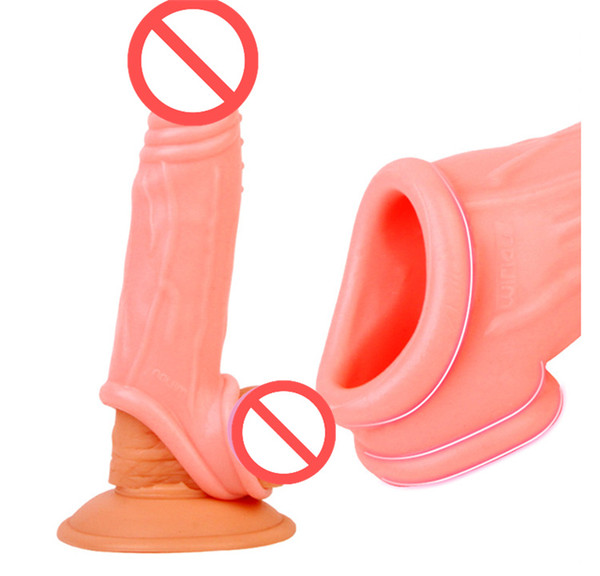 Enlarge 1cm,extend 4cm,Penis sleeve silicone cock sleeve with scrotum ring penis extender sexual artifacts male enhancement