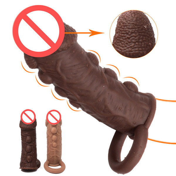 Latest Silicone Penis Enlargement Sleeve With Grain Extender Cock Extension Enhancer Male Reusable Delay Gonobolia Ring Adult Men Sex Toy