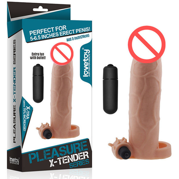 8.5 inches L realistic penis sleeves enlargement solid head extend penis extender with bullet sex products for man