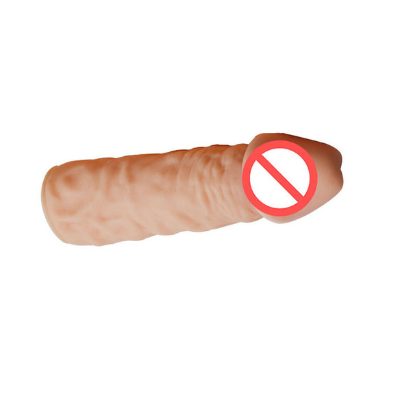 Skin Color Penis Sleeve Extender Reusable for Big Dildo Realistic Cock Ring and Penis Sleeves Reusable Sex Toys for Men