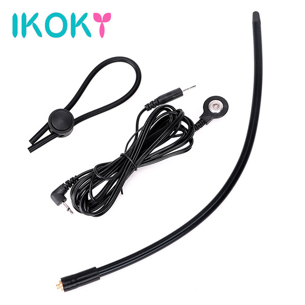 IKOKY Electro Stimulate Penis Plug Catheter Sounding Male Masturbator Urethral Dilator Conductive Silicone Sex Toys For Men