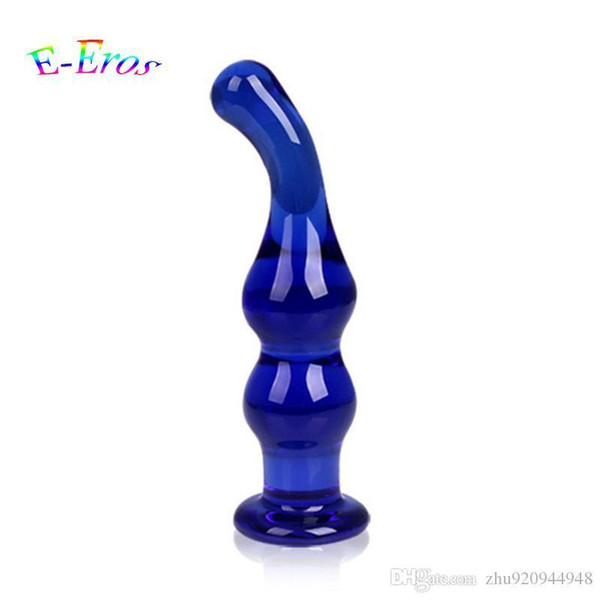 Blue Crystal Glass Anal Beads Butt Plug G-spot Stimulation Dildos Massage Anal Sex Toy For Male Female Couples