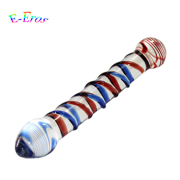 Colorful Double Ended Glass Dildo Anal Gay Vagin G-spot Stimulate Crystal Penis Anus Massager Adult Product Sex Toys