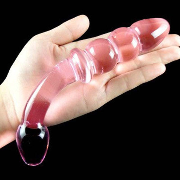 Pink Crystal Dildo Pyrex Glass Fake Penis Anal Butt Plug Bead Prostate G-spot Sex Toys Female Masturbation Product for Women