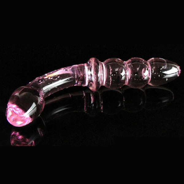 Pink Double Ended Crystal Glass Dildo Anal Plug G-spot Stimulator Pyrex Penis Anal Masturbation Sex Toys for Women Sex Product