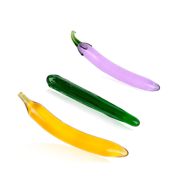 Banana Aubergine Luffa Glass Dildo Sex Toy Pyrex Massage Sexual Stimulator Masturbator for Male Female G-spot Teaser B0104021