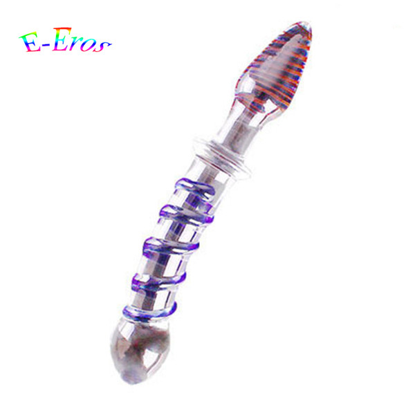 Double Ended Headed Pyrex Glass Dildo Crystal Anal Butt Plug Female Male Adult Masturbation Sex Toy for Women Large Dildo