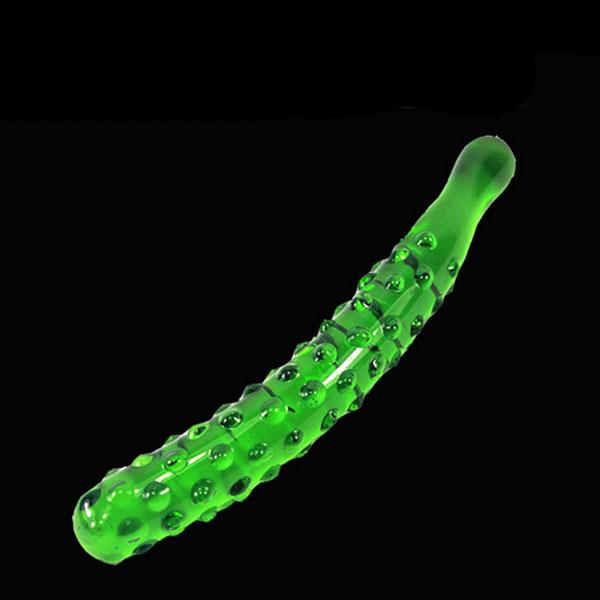 Green Cucumber Design Big Glass Dildos Anal Butt Plugs G Spot Prostate Massage Gear Both For Male And Female Sex Toys