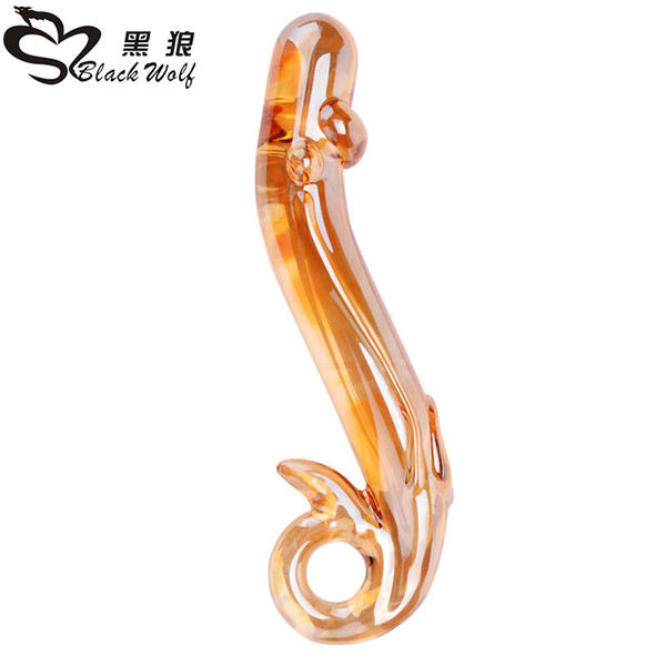 Black Wolf Pyrex Glass Dildo Fake Penis Crystal Butt Plug Prostate Massager G -Spot Female Masturbation Sex Toys For Women Men