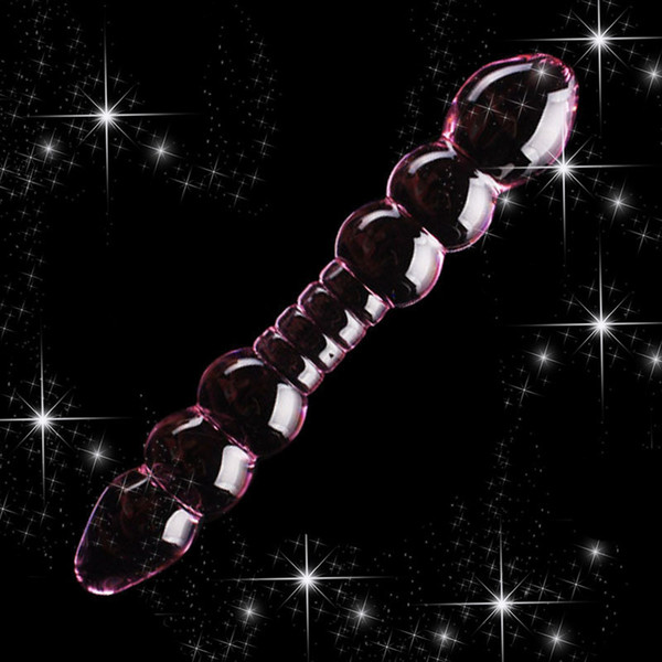 ORISSI Purple Big Crystal Dildos Pyrex Glass Penis Butt Anal Plugs For Women Dildo Double Head Pink Glass Dildo Sex Products Y18102305