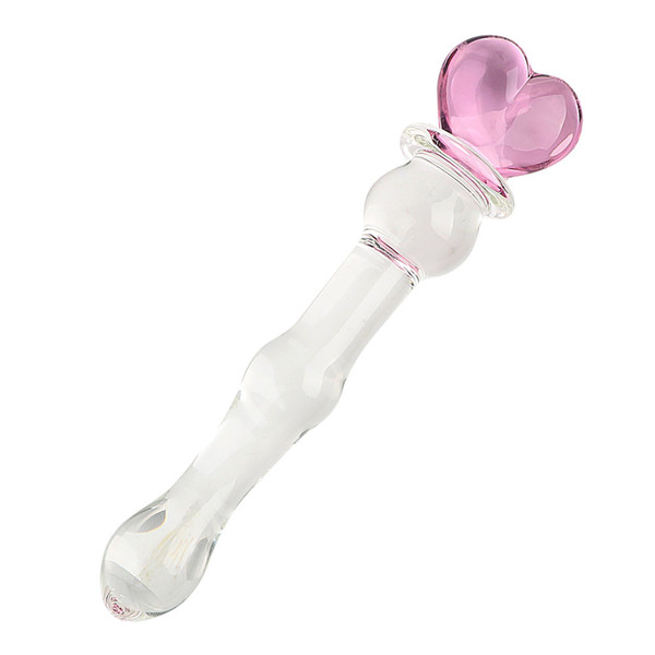 Lzyaa Glass Dildo Pink Heart Crystal Masturbator for Female Vaginal and Anal Stimulation Lucid Sex Toys for Women Anal Beads