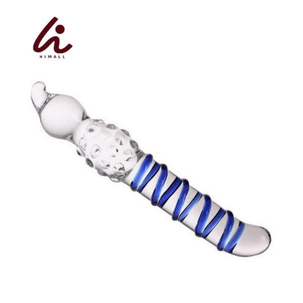 7 .6in Blue Wave G -Spot Glass Dildo ,Sex Toys For Woman Comforters Huge Dildo Realistic Glass Dick ,Anal Plug