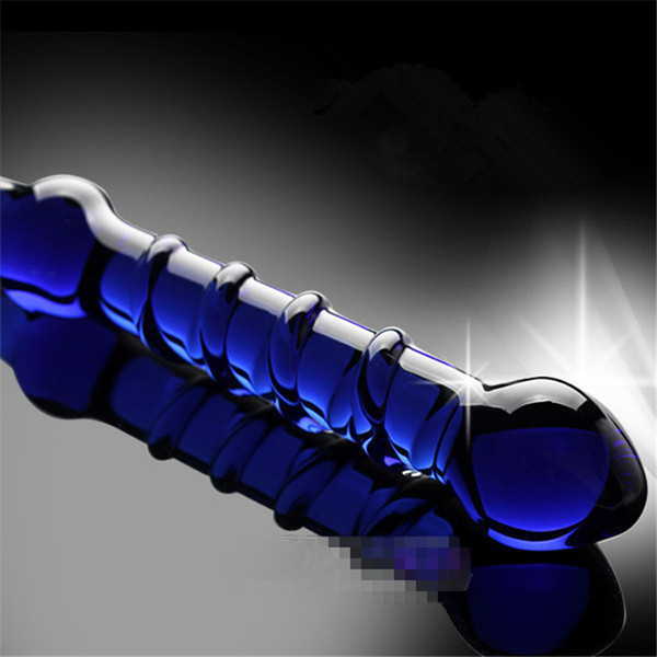 Fantasy Big Glass Crystal Blue Wand Best Dildos For Women Sprial Crystal Glass Dildo Huge Glass SE897