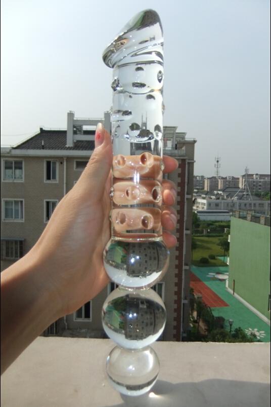 2017 Super Big Glass Dildo Crystal Huge Anal Balls Butt Plug Long Pyrex Penis Unisex Large Glass Sex Toys for Couples