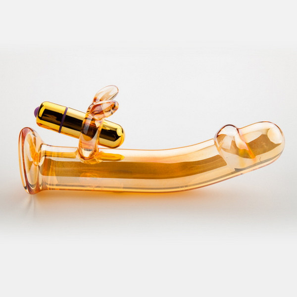 Female golden glass simulation penis masturbation device,band vibration, adult sex supplies, factory direct sales