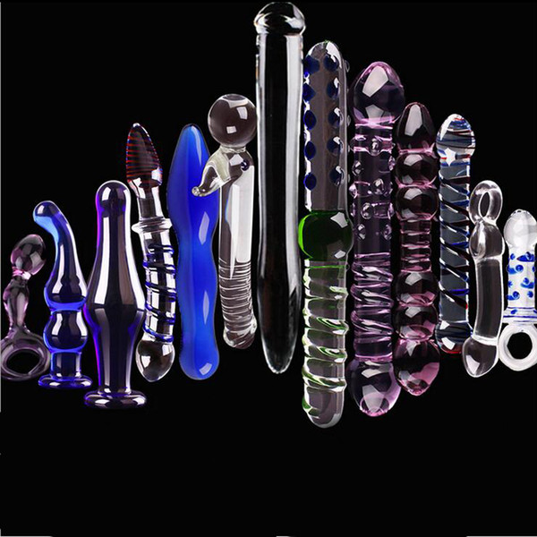 13PCS Sex toys Perfect Set Crystal Glass Dildo Anal Butt Plug Pyrex Crystal Penis Adult Female Sex Products With a Sexy Dice