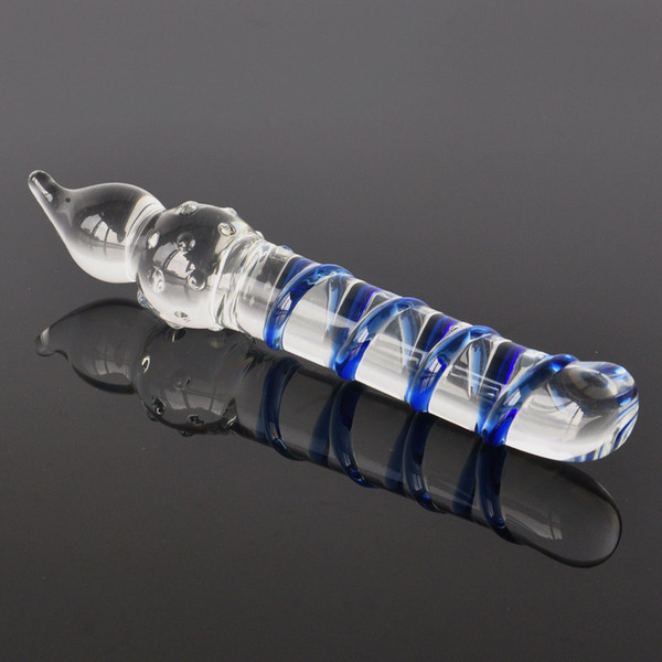 Glass dildo Sex Toys Crystal Penis Anal Butt Plug Vaginal G-Spot Adult Massager #R478