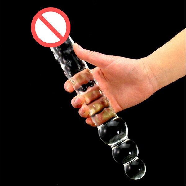 Double Glass Dildo Crystal Big Penis Sex Toys for women,Large Glass Butt Anal Plug Beads Sex Products for Woman,Erotic Toys