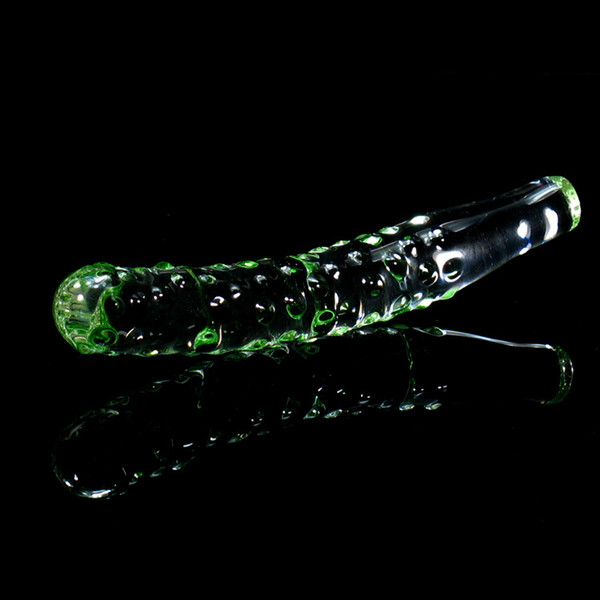 Glass Sex Toy For Her Cucammber shaped Green Adult Games Crystal Glass Penis Sex Dildos For Female