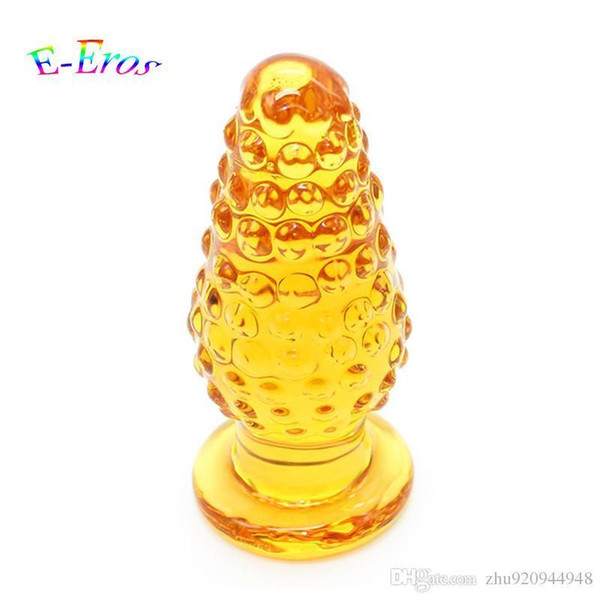 10*3.8cm Yellow Pineapple Glass Butt Plug Erotic Sex Products For Women Strong Stimulation Anal Sex Toys Body Massager