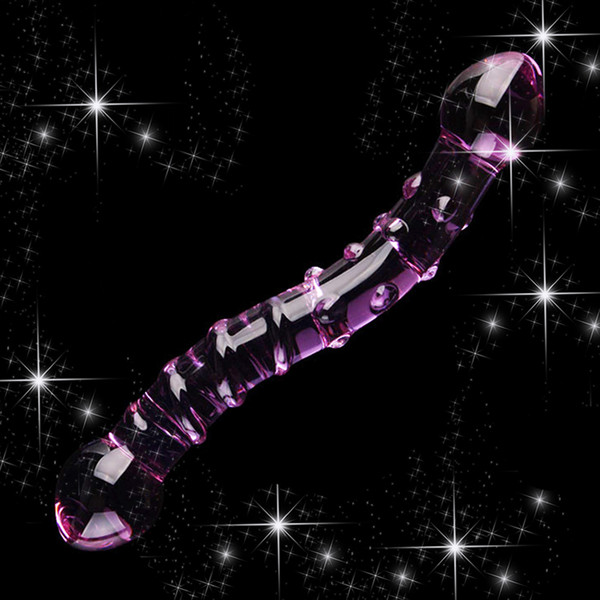 Purple Swirl Curved with Mush Tip Crystal Glass Anal Plug G-spot Stimulator Dildo Massager Sex Product for Women Gay