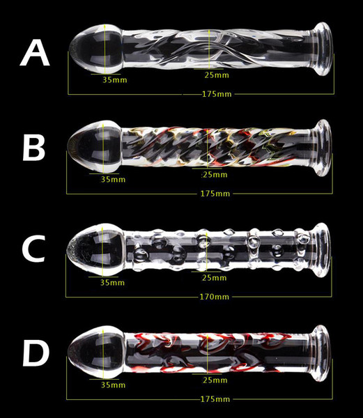 4 Style Pyrex Glass Dildo Crystal Fake Penis Dick Anal Butt Plug Sex Toys Adult Products Women Men Masturbation