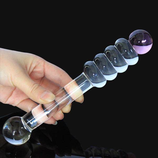 Big Glass Dildo Double Ended Crystal Dildo Realistic Penis For Women,Anal Beads Sex Toys,Erotic Toys Sex Shop,Adult Sex Products Y18110504