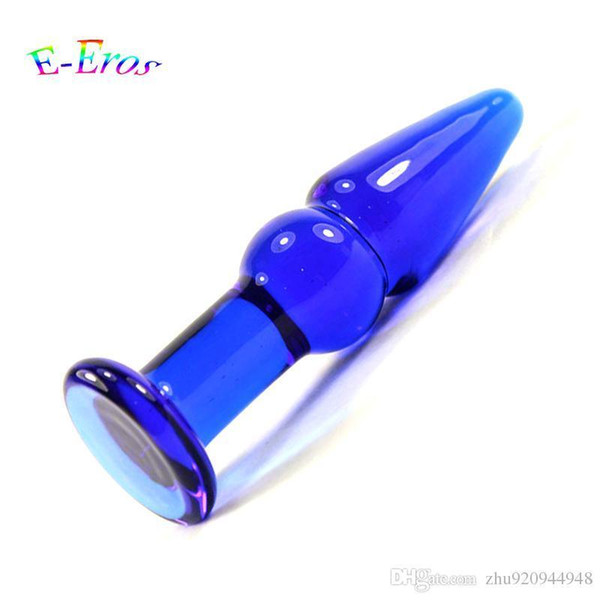 Blue Crystal Glass Anal Plug Bead Dildo Sex Products Butt Plug Stimulator Masturbator Adult Glass Sex Toys For Men Women Gay