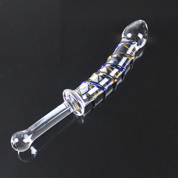 Big Pyrex Glass Dildo Glass Artificial Penis Dick Double Ended Huge Long Crystal Dildo Penis Anal Beads Butt Plug Sex Products Y18102305