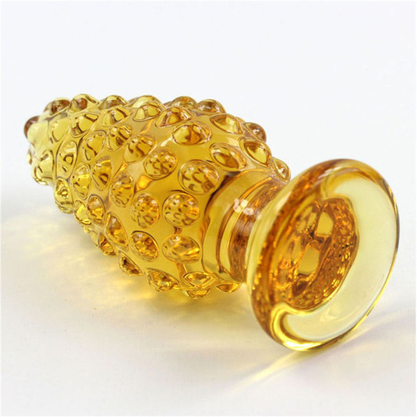 Big Granules Golden Anal Toy Glass Anal Butt Plug G-spot Stimulation Adult Sex Toys for women and Men