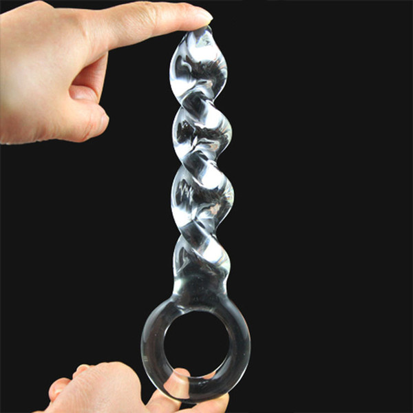 Crystal Glass Dildos Anal Spiral Butt Plug Sex Toys For Women, Adult Products Female Masturbation Glass Dildo