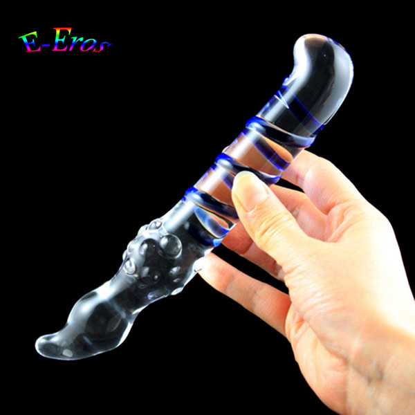 Transparent Bumps Pyrex Crystal Glass Dildo Penis Anal Butt Plug Sex Toys for Women Man Gay Masturbation