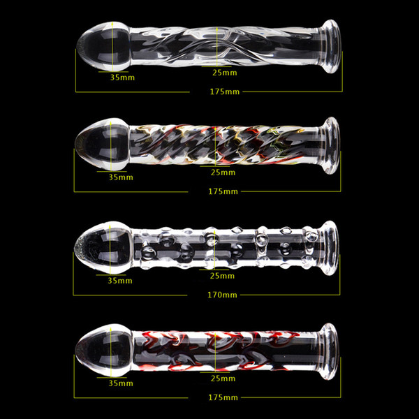 4 Style Pyrex Glass Dildo Crystal Fake Penis Dick Anal Butt Plug Sex Toys Adult Products Women Men Masturbation