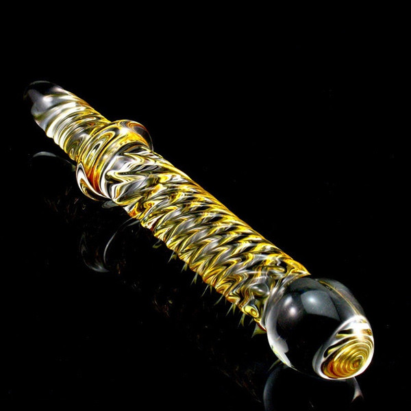 Double Ended Headed Pyrex Glass Dildo Crystal Fake Penis Anal Butt Plug Female Male Adult Masturbation Sex Toy For Women Men Gay