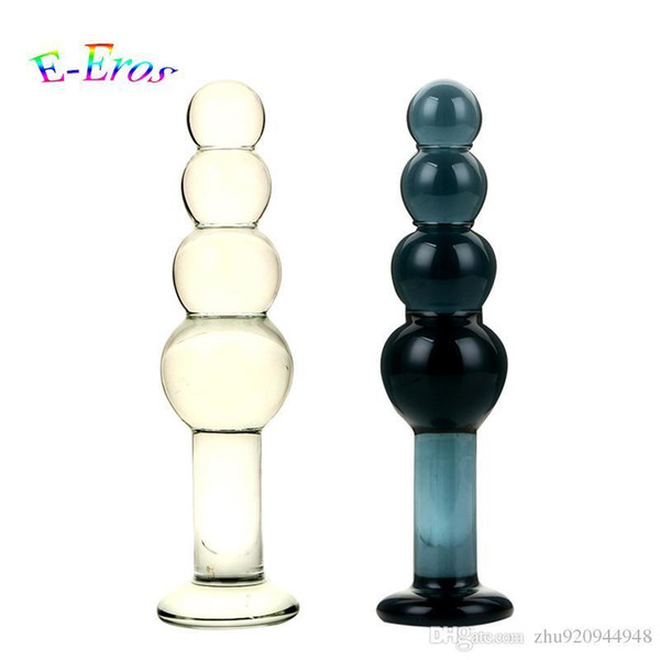 Big Glass Anal Beads Transparent/black Butt Plug Anus Masturbator Stimulator Large Anal Plugs Buttplug Sex Toys For Woman