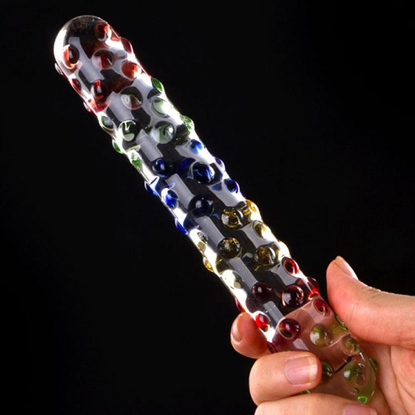 Colorful dotted Pyrex Glass Dildo Crystal fake penis Anal butt plug Female male masturbation Adult product Sex toy for women