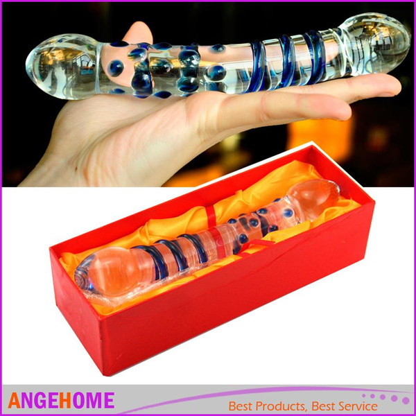 Double ended headed Pyrex Glass Dildo crystal fake penis anal butt plug female male adult masturbation sex toy for women men gay