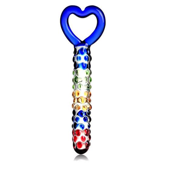 Glass Dildo Pyrex Penis Heart Shape Handle Massage Stick Pyrex Female Sex Toy Free Shipping Cheap Price Wholesale