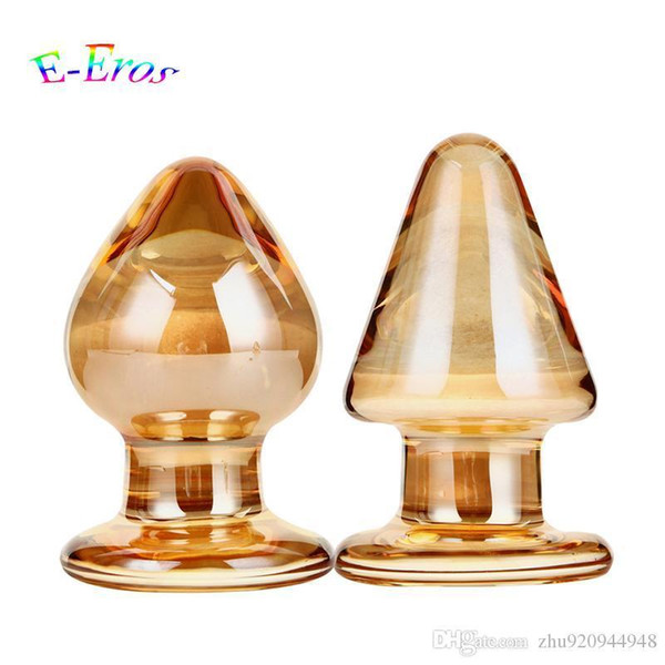 New Glass Anal Sex Toys Golden Cone Glass Big Anal Plug Crystal Glass Butt Plug Sex Toys For Men Gay Erotic Toys