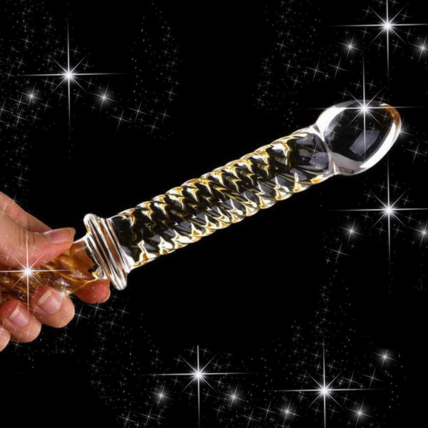 Golden Big Double Heads Crystal Glass Dildos Anal Glass Dildo Sex Crystal Penis Women Men Butt Plug Massager