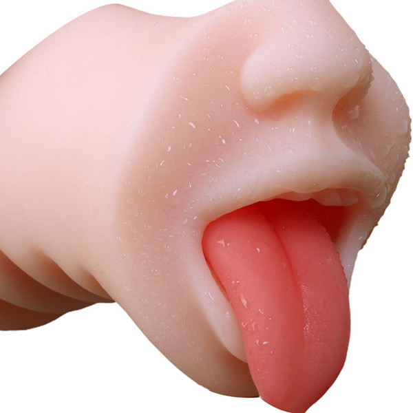 Mini Realistic Vaginal 3D Deep Throat Blowjob Masturbator Male Oral Sex Sucking Penis Mouth Tongue Lick Aircraft Cup for Men B2-1-61