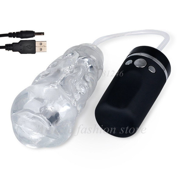 Usb Rechargeable Strong Suck Machine Oral Sex Male Masturbator Cup, Electric Blowjob Vibrating Pussy Sex Toy For Men Sex Product C19022101