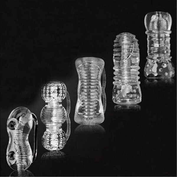 Transparent Silicone Male Masturbator 5 Type Penis Trainer Sex Products Pocket Pussy Stroker Stretchy Masturbation Cup Sex Toys