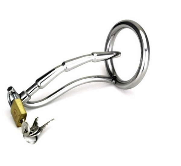 Stainless Steel Male Chastity Device with Urinary Plug,Cock Cage,Virginity Lock,Penis Ring,Penis Lock,Adult Game,Cock Ring