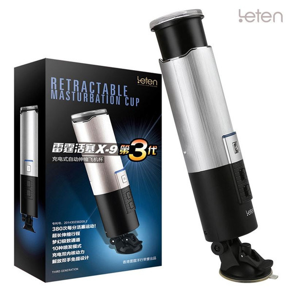 Aircraft Cup Leten X9 Piston HandsFree 10 Function Retractable USB Rechargeable Male Full Automatic Masturbator Sex Toys for Men 17407