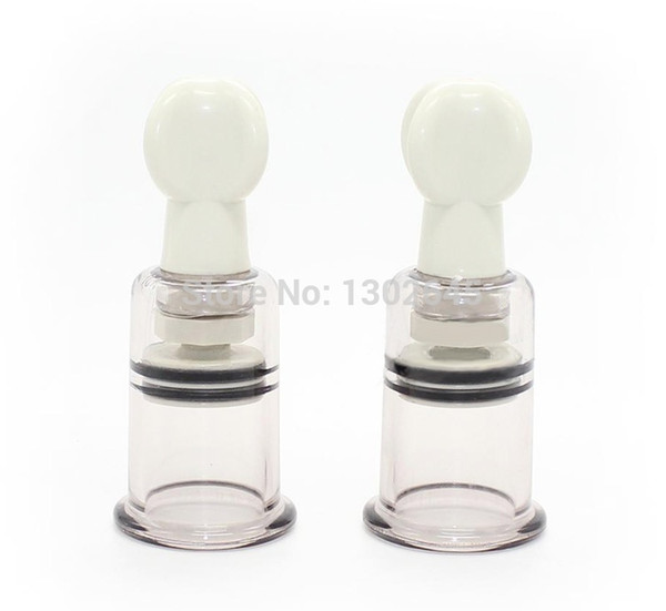 Wholesale-L Size 2PC/ Rotary Cupping Nipple Clamps Breast Enlarger Sucker Pump Sex Machine Pussy Breast Vacuum Pump Sex Products