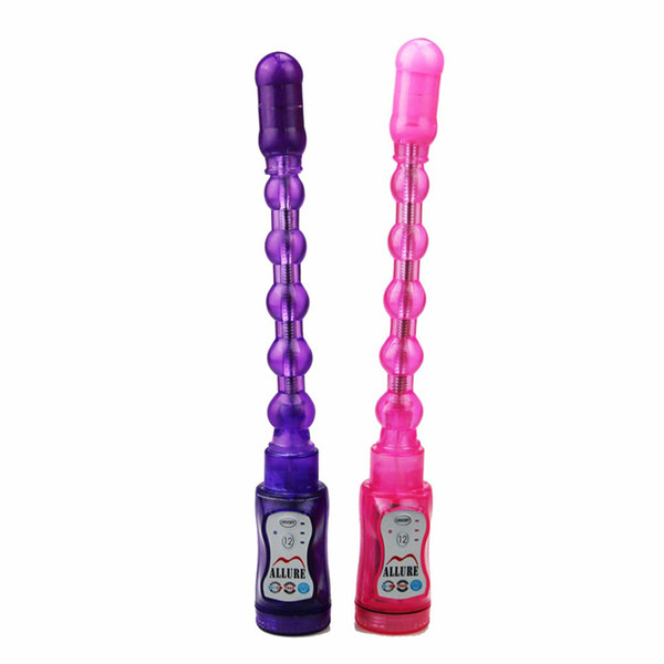 12 Speeds Jelly Flexible Waterproof Anal Vibrator Anal Bead Masturbation G-spot Stimulation Adult Sex Toy for Woman