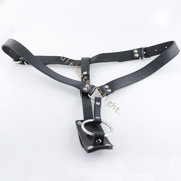 PU Leather Bondage Harness Anal Plug Panties , Male Chastity Belt Underwear With Vibrating Butt Plug Gay Sex Toys