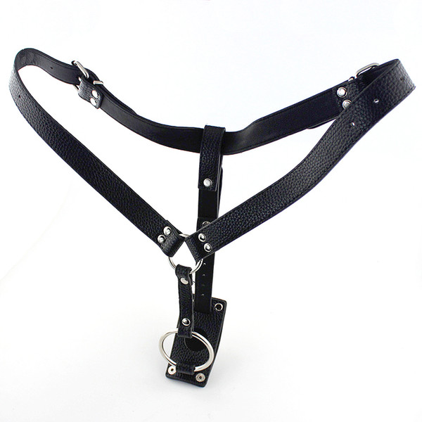 PU Leather Bondage Harness Anal Plug Panties , Male Chastity Belt Underwear With Vibrating Butt Plug Gay Sex Toys